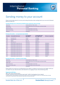 Sending money to your account International Personal Banking