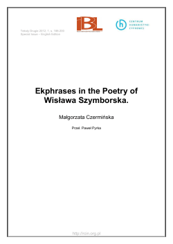 Ekphrases in the Poetry of Wisława Szymborska.