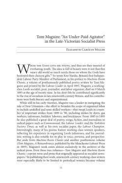 Tom Maguire: `An Under-Paid Agitator` in the Late