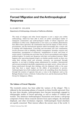 Forced Migration and the Anthropological Response