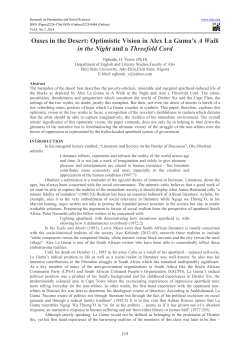 Oases in the Desert: Optimistic Vision in Alex La Guma`s