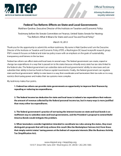 Federal Tax Reform: Effects on State and Local Governments