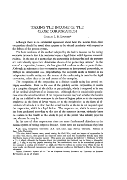 Taxing the Income of the Close Corporation
