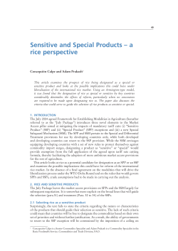Sensitive and Special Products - A Rice Perspective