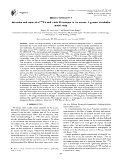 Advection and removal of 210Pb and stable Pb isotopes in the oceans