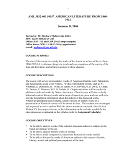 AML 3032-601 54157 AMERICAN LITERATURE FROM 1860-1912