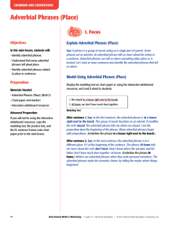 Adverbial Phrases (Place) - Benchmark Writer`s Workshop