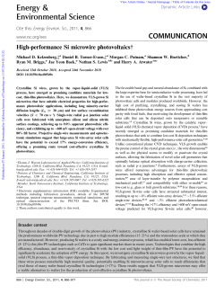 High-Performance Si Microwire Photovoltaics