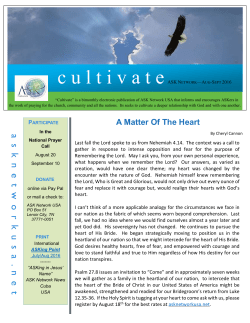 "Cultivate" August-Sept 2016 Newsletter