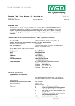 Safety information for products Detector Tube Types Hexane