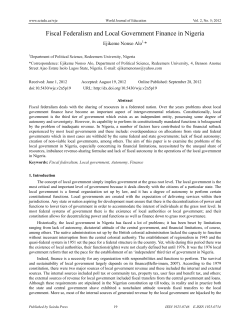 Fiscal Federalism and Local Government Finance in Nigeria