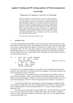 Against N-raising and NP-raising analyses of Welsh noun phrases