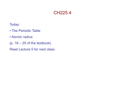 CH225 Inorganic Chemistry I
