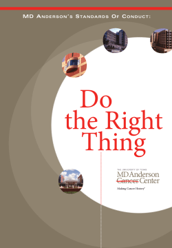 MD Anderson Standards of Conduct: Do the Right Thing