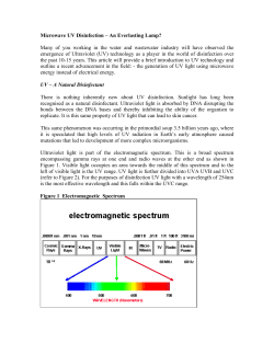 Microwave UV Disinfection &ndash; An Everlasting