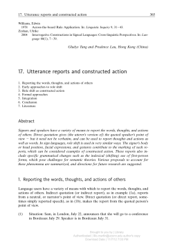 17. Utterance reports and constructed action - Diane Lillo