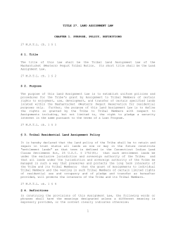 title 27 land assignment law - Mashantucket Pequot Tribal Laws