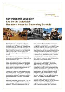 Sovereign Hill Education Life on the Goldfields Research Notes for