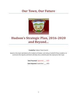 Our Town, Our Future Hudson`s Strategic Plan, 2016
