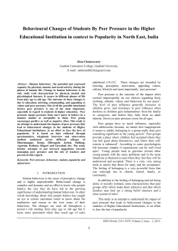 Behavioural Changes of Students By Peer Pressure in