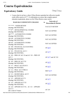Course Equivalencies - MassBay Community College