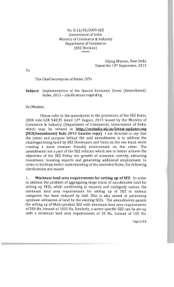 Implementation of the SEZ Amendment Rules, 2013