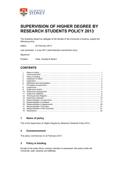 Supervision of Higher Degree by Research Students Policy 2013