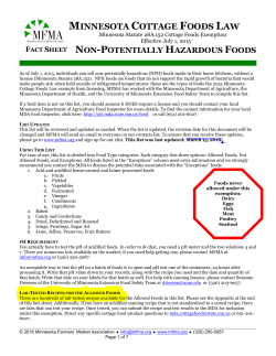 MN Cottage Food Law Fact Sheet - University of Minnesota Extension
