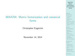 MAA704: Matrix factorization and canonical forms