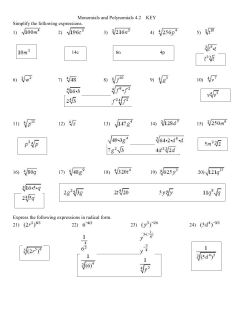 Monomials and Polynomials 4.2 KEY Simplify the following