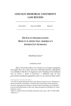 De Facto Segregation: How It Is Affecting America`s Inner