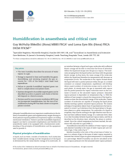 Humidification in anaesthesia and critical care