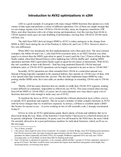 Introduction to AVX2 optimizations in x264