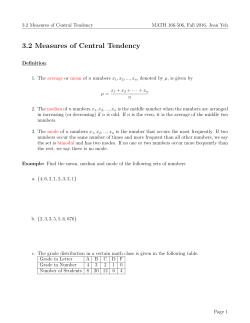 3.2 Measures of Central Tendency