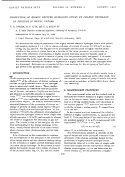 PRODUCTION OF HIGHLY EXCITED HYDROGEN ATOMS BY