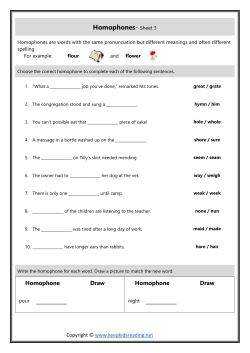 Homophones- Sheet 3