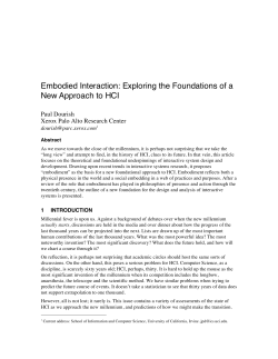 Embodied Interaction: Exploring the Foundations of a