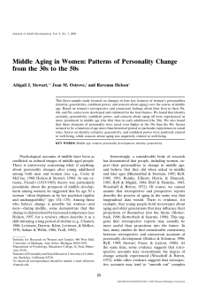 Middle Aging in Women: Patterns of Personality