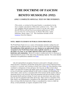 the doctrine of fascism benito mussolini (1932)