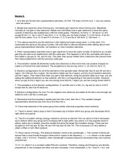 Module 6: 1. Ions that are formed from representative elements, IA