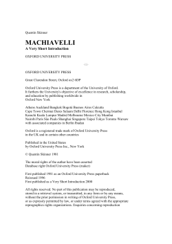 Machiavelli - A Very Short Introduction