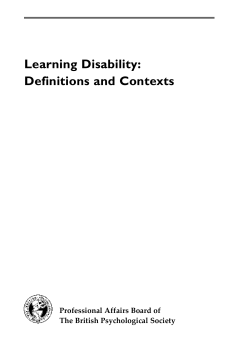 Learning Disability: Definitions and Contexts