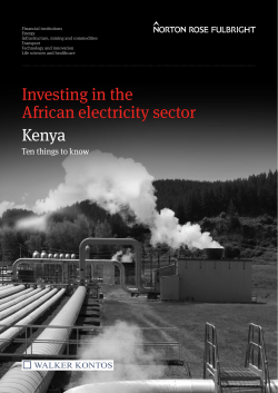 Investing in the African electricity sector Kenya