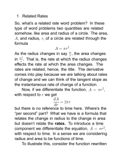 A = &pi;r dA dr = 2&pi;r - RIT