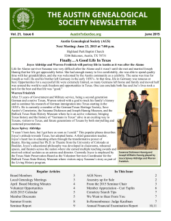 June 2015 - Austin Genealogical Society