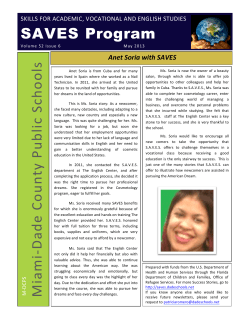 Miam i-‐Dad e C o u n ty P u b lic Sch o o ls SAVES Program