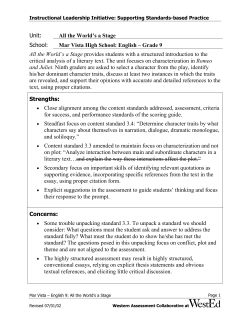 All the World`s a Stage (Grade 9)