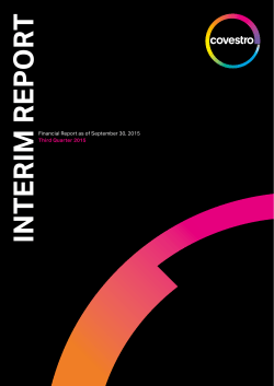 Covestro Interim Report Third Quarter 2015