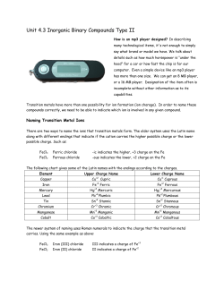 Unit 4.3 Inorganic Binary Compounds Type II