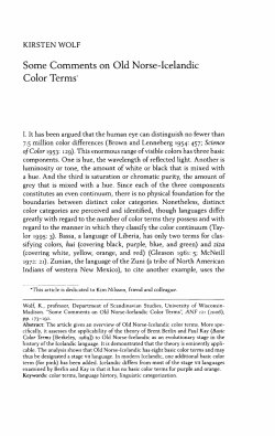 Some Comments on Old Norse